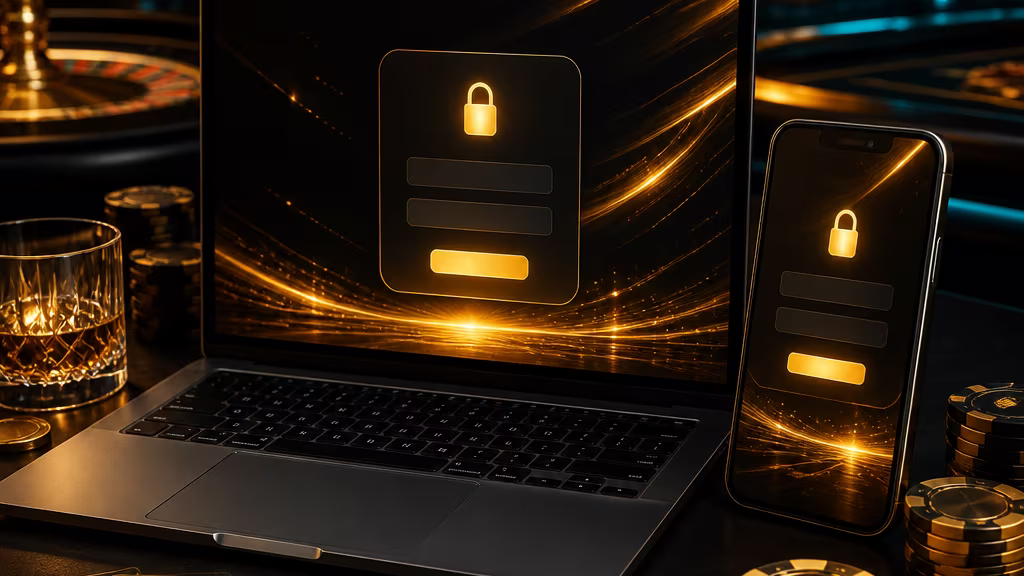 Goldrun Casino Kontozugang auf Smartphone und Laptop